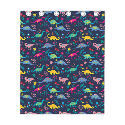 Cute Dino Floral Pattern Print Curtain