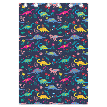 Cute Dino Floral Pattern Print Curtain