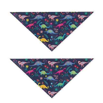 Cute Dino Floral Pattern Print Dog Bandana