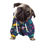 Cute Dino Floral Pattern Print Dog Zip Up Hoodie