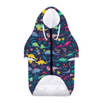 Cute Dino Floral Pattern Print Dog Zip Up Hoodie
