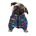 Cute Dino Floral Pattern Print Dog Zip Up Jacket