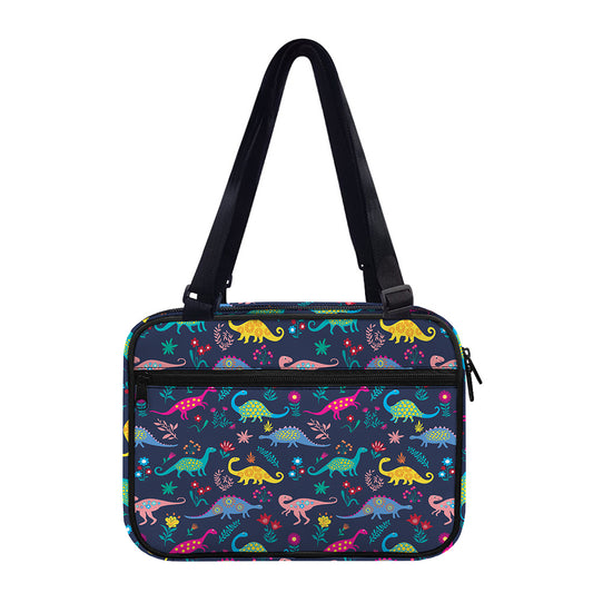 Cute Dino Floral Pattern Print Double Strap Bible Bag