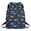 Cute Dino Floral Pattern Print Drawstring Backpack