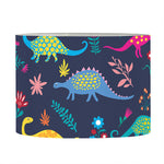 Cute Dino Floral Pattern Print Drum Lamp Shade