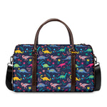 Cute Dino Floral Pattern Print Duffle Bag