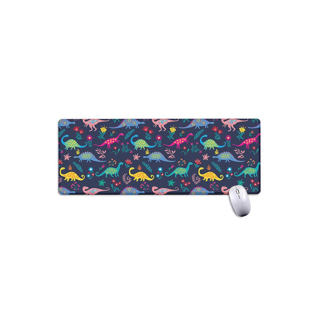 Cute Dino Floral Pattern Print Extended Mouse Pad