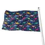 Cute Dino Floral Pattern Print Flag