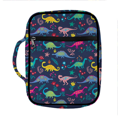 Cute Dino Floral Pattern Print Front Pocket Bible Bag