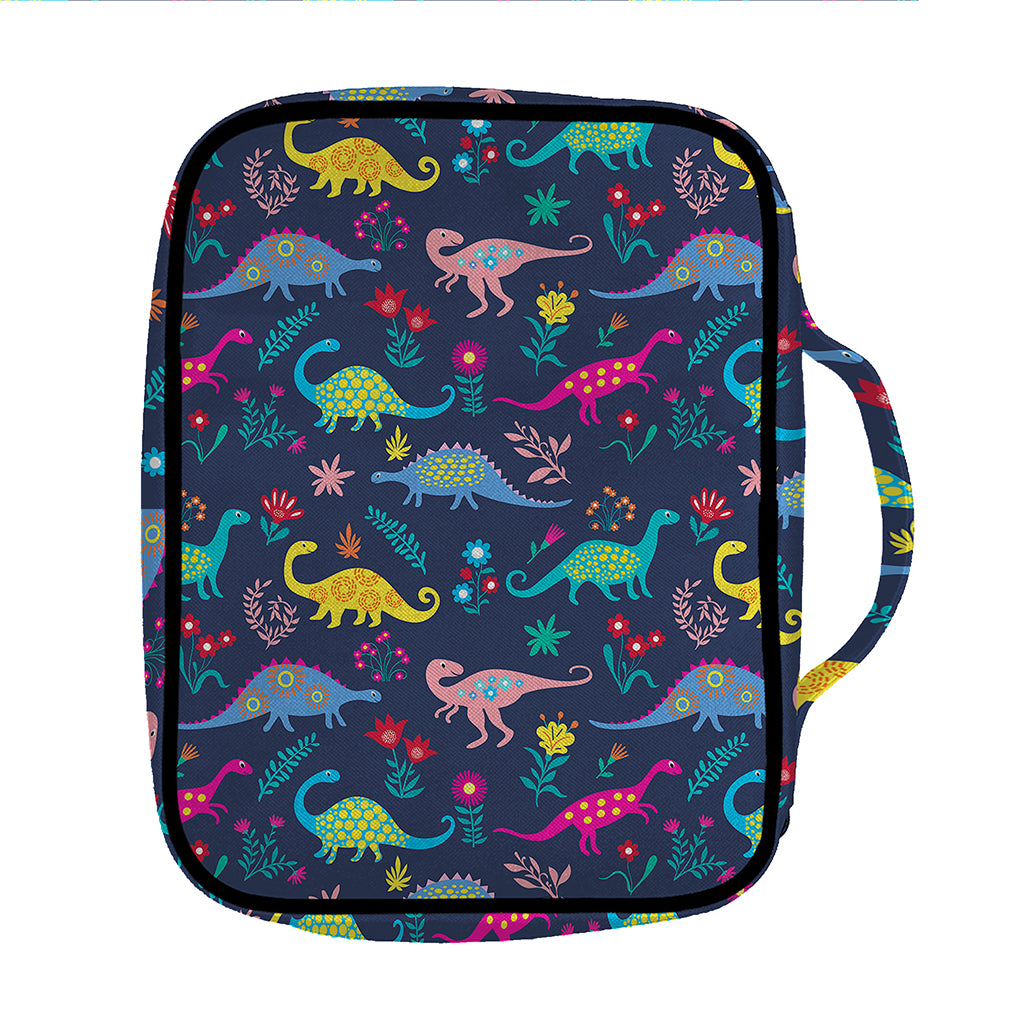 Cute Dino Floral Pattern Print Front Pocket Bible Bag