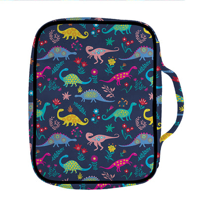Cute Dino Floral Pattern Print Front Pocket Bible Bag