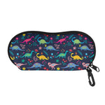 Cute Dino Floral Pattern Print Glasses Case