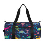Cute Dino Floral Pattern Print Gym Bag