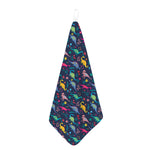 Cute Dino Floral Pattern Print Hand Towel
