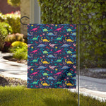 Cute Dino Floral Pattern Print House Flag
