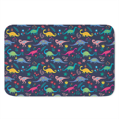 Cute Dino Floral Pattern Print Indoor Door Mat