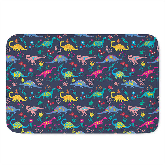 Cute Dino Floral Pattern Print Indoor Door Mat