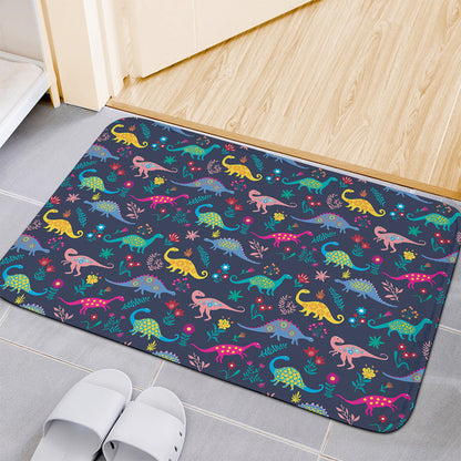 Cute Dino Floral Pattern Print Indoor Door Mat