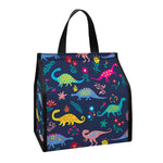 Cute Dino Floral Pattern Print Insulated Lunch Tote
