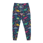 Cute Dino Floral Pattern Print Jogger Pants