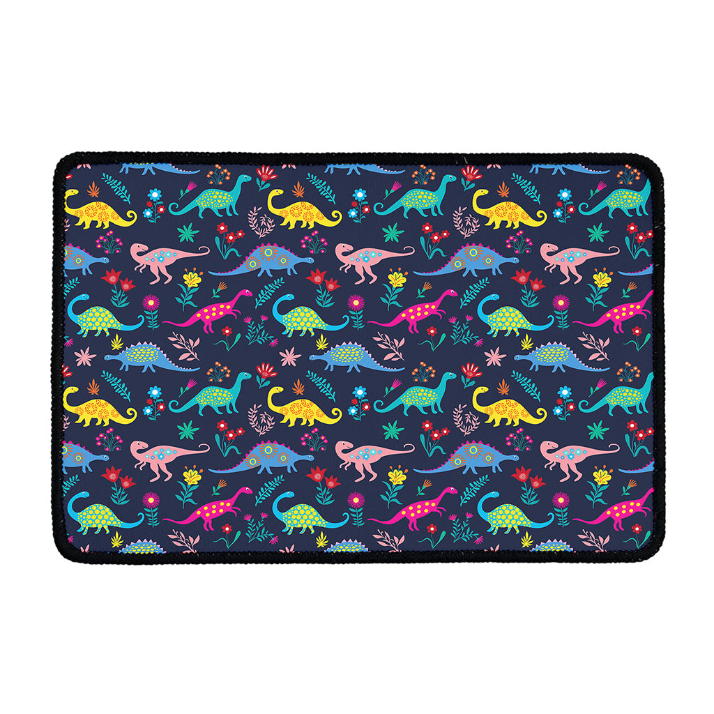 Cute Dino Floral Pattern Print Kitchen Mat