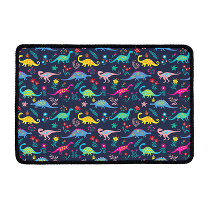Cute Dino Floral Pattern Print Kitchen Mat