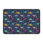 Cute Dino Floral Pattern Print Kitchen Mat