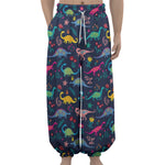 Cute Dino Floral Pattern Print Lantern Pants