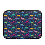 Cute Dino Floral Pattern Print Laptop Sleeve
