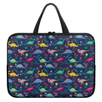 Cute Dino Floral Pattern Print Laptop Sleeve With Handle