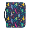 Cute Dino Floral Pattern Print Leather Bible Cover