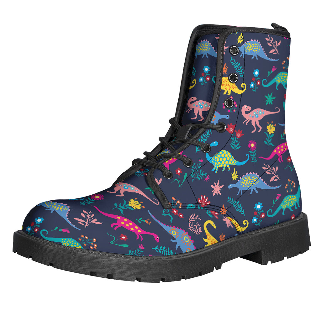 Cute Dino Floral Pattern Print Backpack