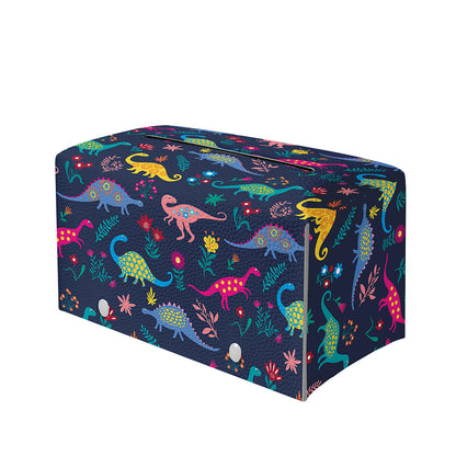 Cute Dino Floral Pattern Print Leather Tissue Box Cover