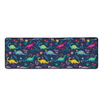 Cute Dino Floral Pattern Print Long Kitchen Mat