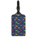 Cute Dino Floral Pattern Print Luggage Tag