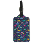 Cute Dino Floral Pattern Print Luggage Tag