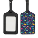 Cute Dino Floral Pattern Print Luggage Tag