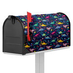 Cute Dino Floral Pattern Print Mailbox Cover