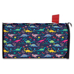 Cute Dino Floral Pattern Print Mailbox Cover