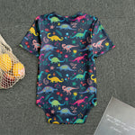 Cute Dino Floral Pattern Print Men's Bodysuit
