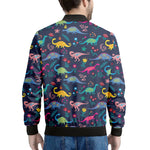 Cute Dino Floral Pattern Print Men's Bomber Jacket