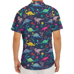 Cute Dino Floral Pattern Print Men's Deep V-Neck Shirt