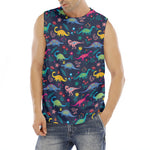 Cute Dino Floral Pattern Print Men's Fitness Tank Top