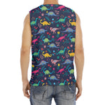 Cute Dino Floral Pattern Print Men's Fitness Tank Top