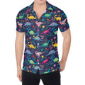 Cute Dino Floral Pattern Print Men's Shirt