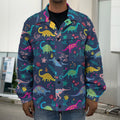 Cute Dino Floral Pattern Print Men's Shirt Jacket