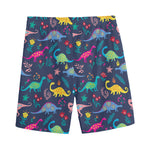 Cute Dino Floral Pattern Print Men's Sports Shorts