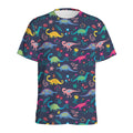 Cute Dino Floral Pattern Print Men's Athletic T-Shirt
