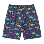 Cute Dino Floral Pattern Print Men's Swim Trunks