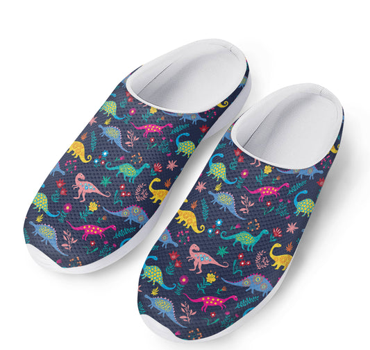 Cute Dino Floral Pattern Print Mesh Casual Shoes